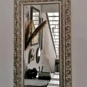 Embossed Mirror With Silver Frame