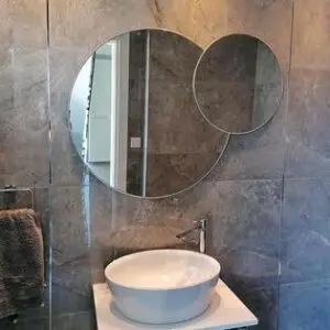 Round mirror with silver frame