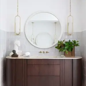 Round mirror with white frame