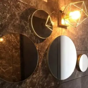 Round mirrors composition with frame