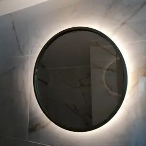 Round Mirror With 2cm  Black Frame And LED