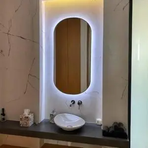 Oval Mirror With Frame And LED Light