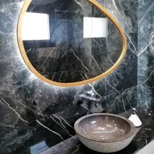 Shape Mirror With LED And 2 cm Gold Frame