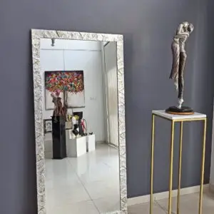 Rectangle mirror embossed with silver frame
