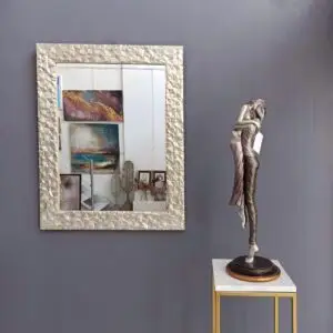 Embossed Mirror with champagne frame
