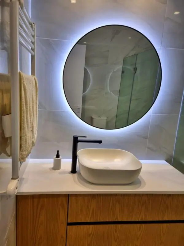 Round mirror with frame and LED - Vasiliou Art & Frames