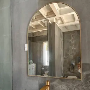 Arch mirror with gold frame