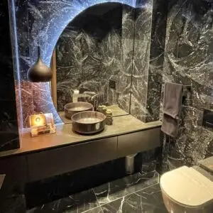 Semicircular mirror with led light and frame