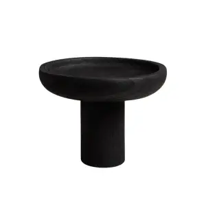 High legged wooden fruit bowl - black