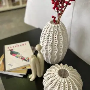 White hollow vase A-B