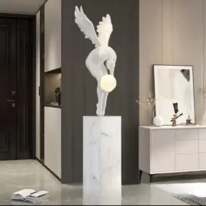 angle, black, white, marble, decor, gold wings