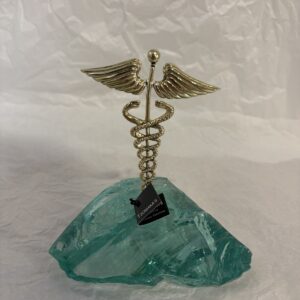 Medical badge on glass