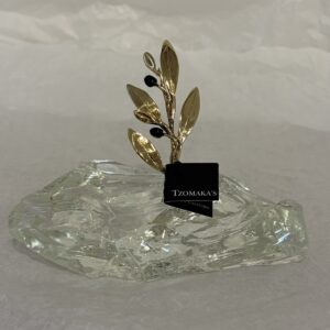 Olive leaf on glass