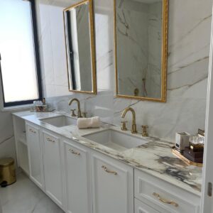 Mirror with gold frame